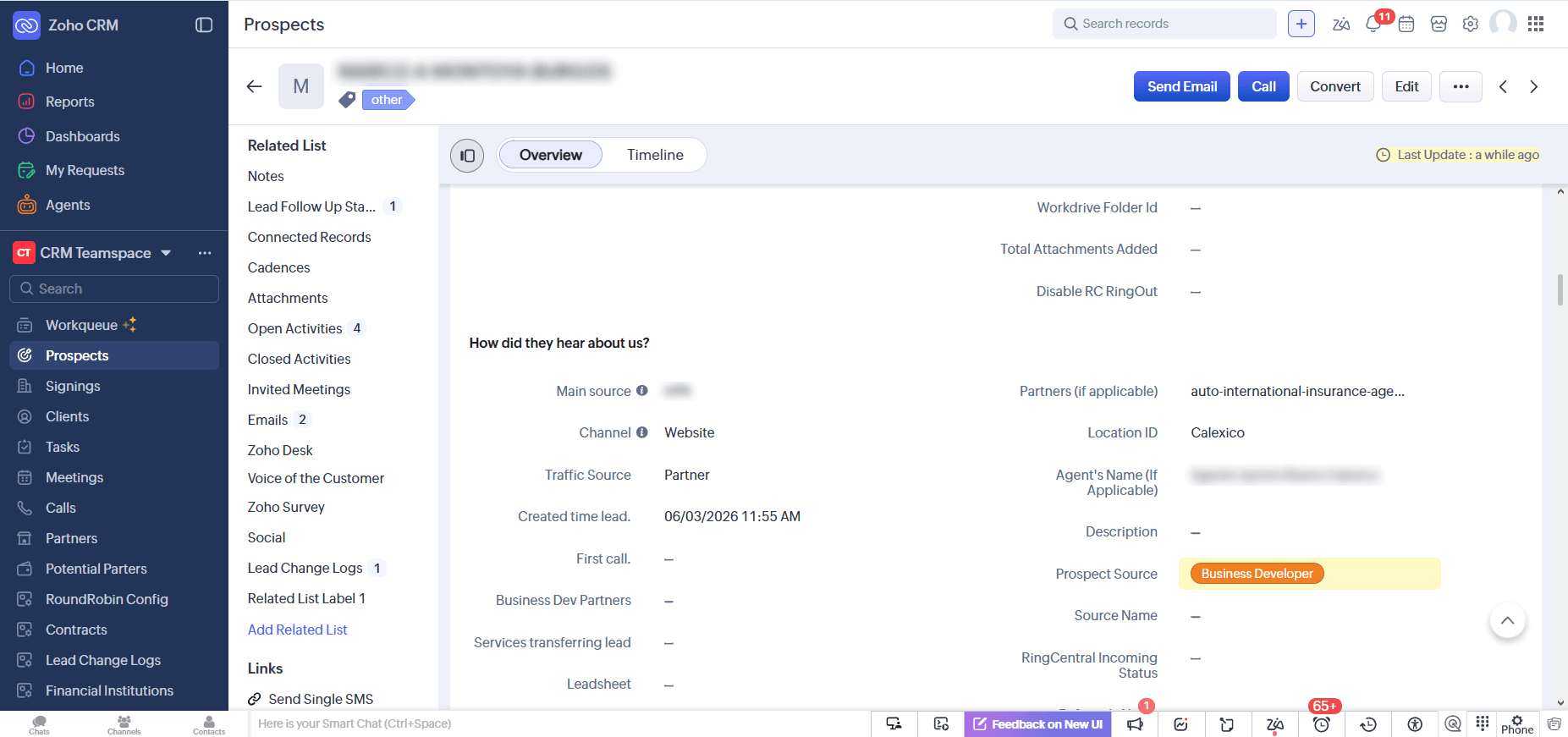 Fig. 5. CRM Attribution. Completed applications are synchronized directly into Zoho CRM with partner and location metadata already attached, eliminating manual source assignment.