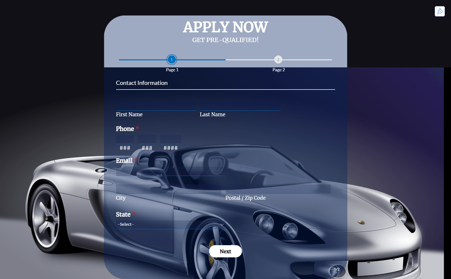 Fig. 2. Single-Location Application Flow. A typical legacy application page tied to a single storefront. Expanding this model to dozens of locations would have required creating and maintaining dozens of nearly identical copies.