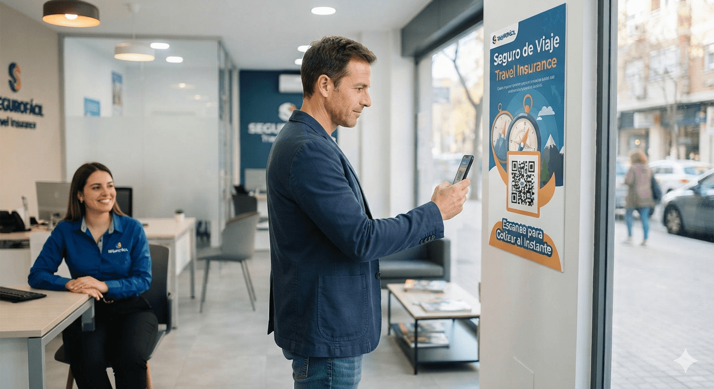 Fig. 3. QR Entry Point. Customers begin the application by scanning a QR code displayed at a partner retail location, allowing each session to inherit its originating location automatically.
